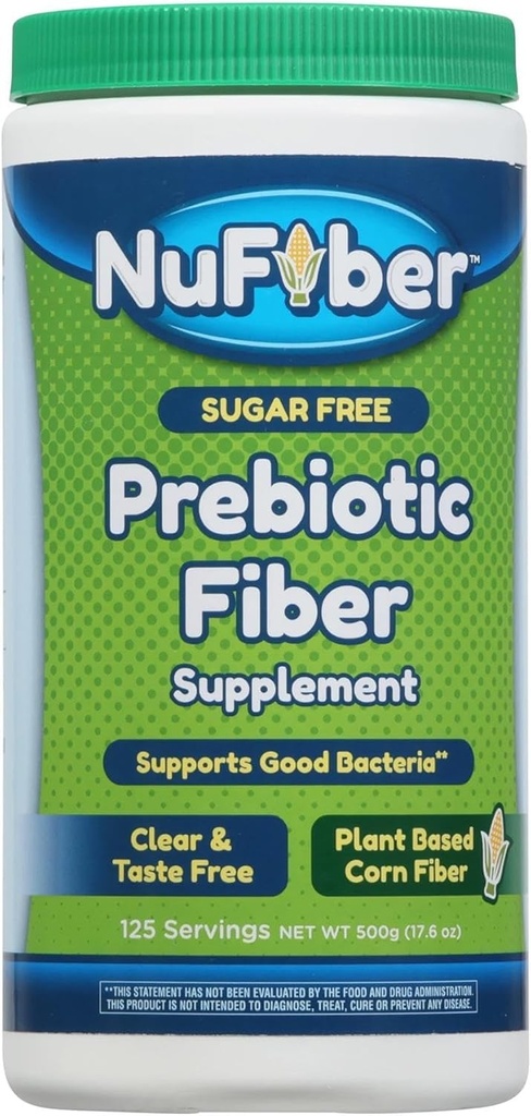 Fiber Supplement, Daglig Prebiotisk Fiber, 125 Serveringer, Klar, Grit & Smak Gratis, Ingen Gluten & Sukker, Plant Basert Corn pulver å støtte Digestiv & Gut Helse