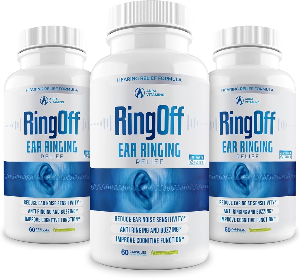 Ring av (180 Caps) – Tinnitus Relief for ringe ører, Clear Tinnitus Stille ørering relief og gjenopprette indre fred, Ginkgo Biloba, Zink Picolinate og mer – Effektiv hørehelsestøtte