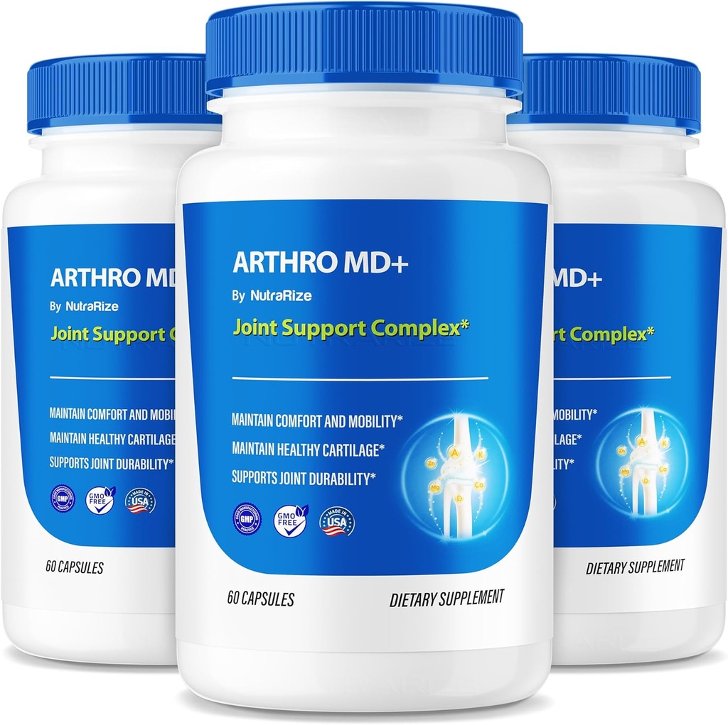(3 Pack) Arthro MD + Kapsler, Offisiell Arthro MD felles støtte, all naturlig formel for å støtte fleksibilitet og mobilitet, Premium piller for sunne ledder, Arthro M D gjennomgang (180 kapsler)