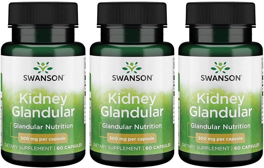 Swanson Nyre Glandular 500 mg 60 Caps 3 Pack