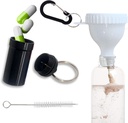 Protein pulver Funnel sett reiseprotein pulver beholdere Hvit med 1 karabiner 1 børste og 1 Mini Pocket Pill Box styrket for å hindre spyler Gym Pre-Workout Supplement Powder Funnels