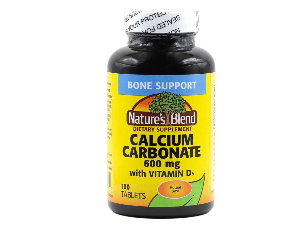 Naturens blanding av kalsiumkarbonat 600 mg med D3 400 IE 100 tabletter, (pakke med 1), 079854016819