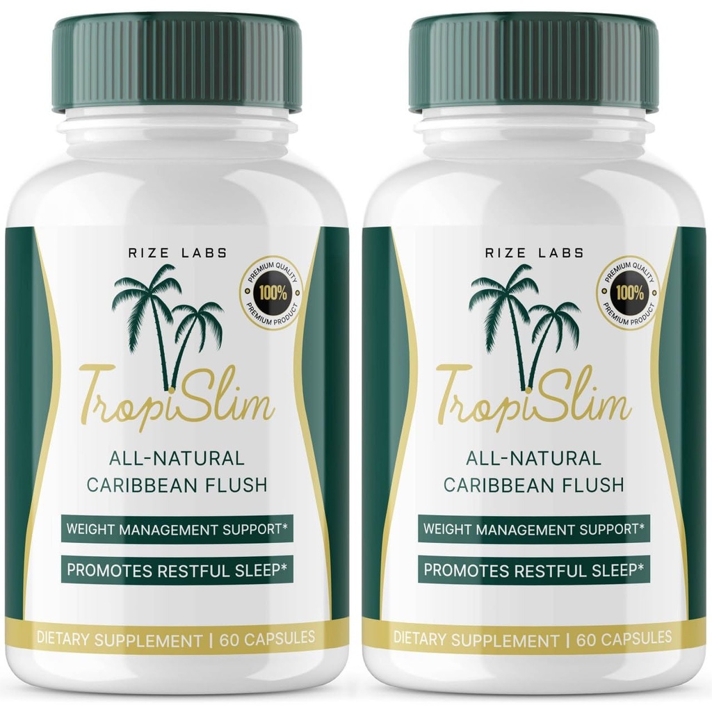 (Offisiell 2 Pack) Tropislim, Tropislim Alle naturlige Caribbean Flush, Vekttap Supplement, Tropislim Slimming Kapsler for kvinner, Sunn livsstil + Leaner Physique, Tropisk Anmeldelser (120 Kapsler)