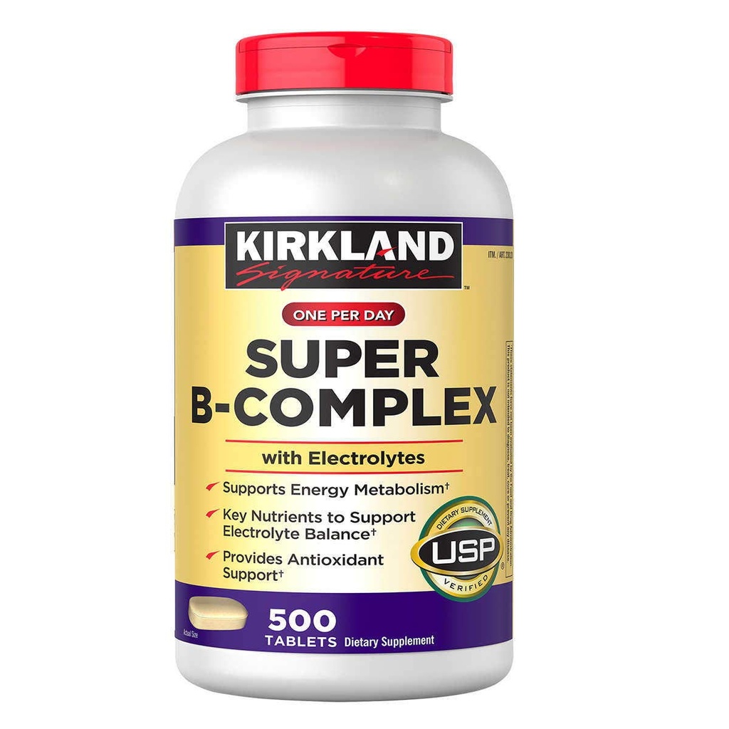 Kirkland Signatur Super B-kompleks med elektrolytter, 500 tabletter (4 pakke)