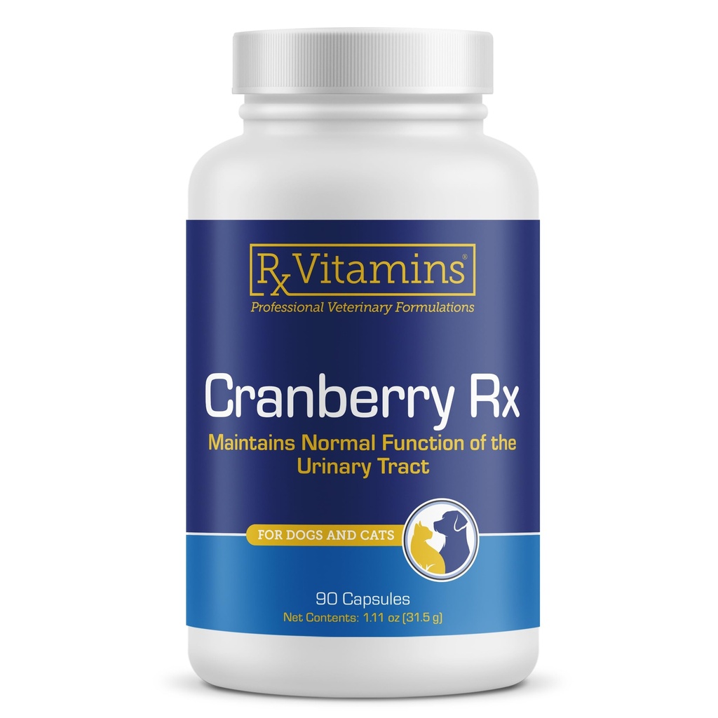RX Vitaminer Cranberry Capsules - Cranberry Supplement for hunder og katter - Støtter for urinveien Tract Health and Bladder Health - Cat UTI Remedy og Hund UTI Forebygging - Økt immunstøtte - 90 count
