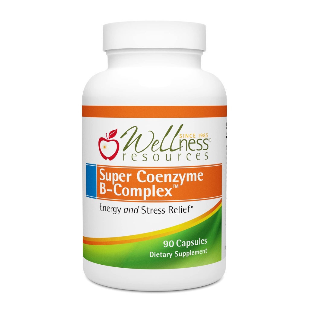 Velvære ressurser Super Coenzym B-kompleks - 90 kapsler - vitamin B12, vitamin B-kompleks for hårvekst, adrenal støtte og stress relief - Metylert B12, Folat, Biotin, Riboflavin, Thiamin