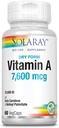 Solaray, Tørrform vitamin A, 7500 mcg, 60 Vegkapsler