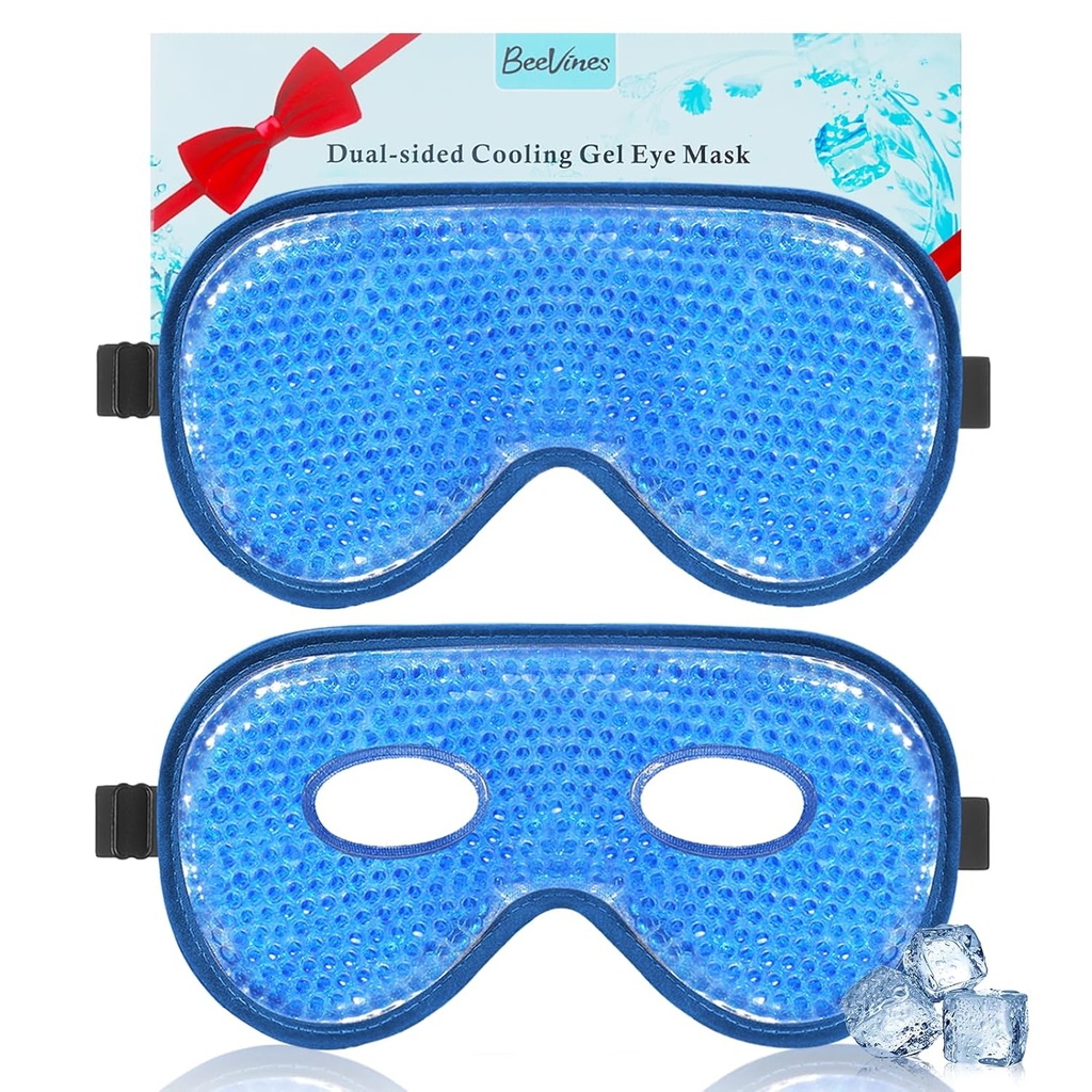 BeeVines Kjølende Øyemaske, 2 pakke XL Jumbo Størrelse Fryser Gel Eye Masks for Puffy Eyes Ansikte, Ice Eye Maske, Kald & Varm Kompressor, Frosne Ice Pack for Post Eye Surgery & Allergier (Navy Blue)