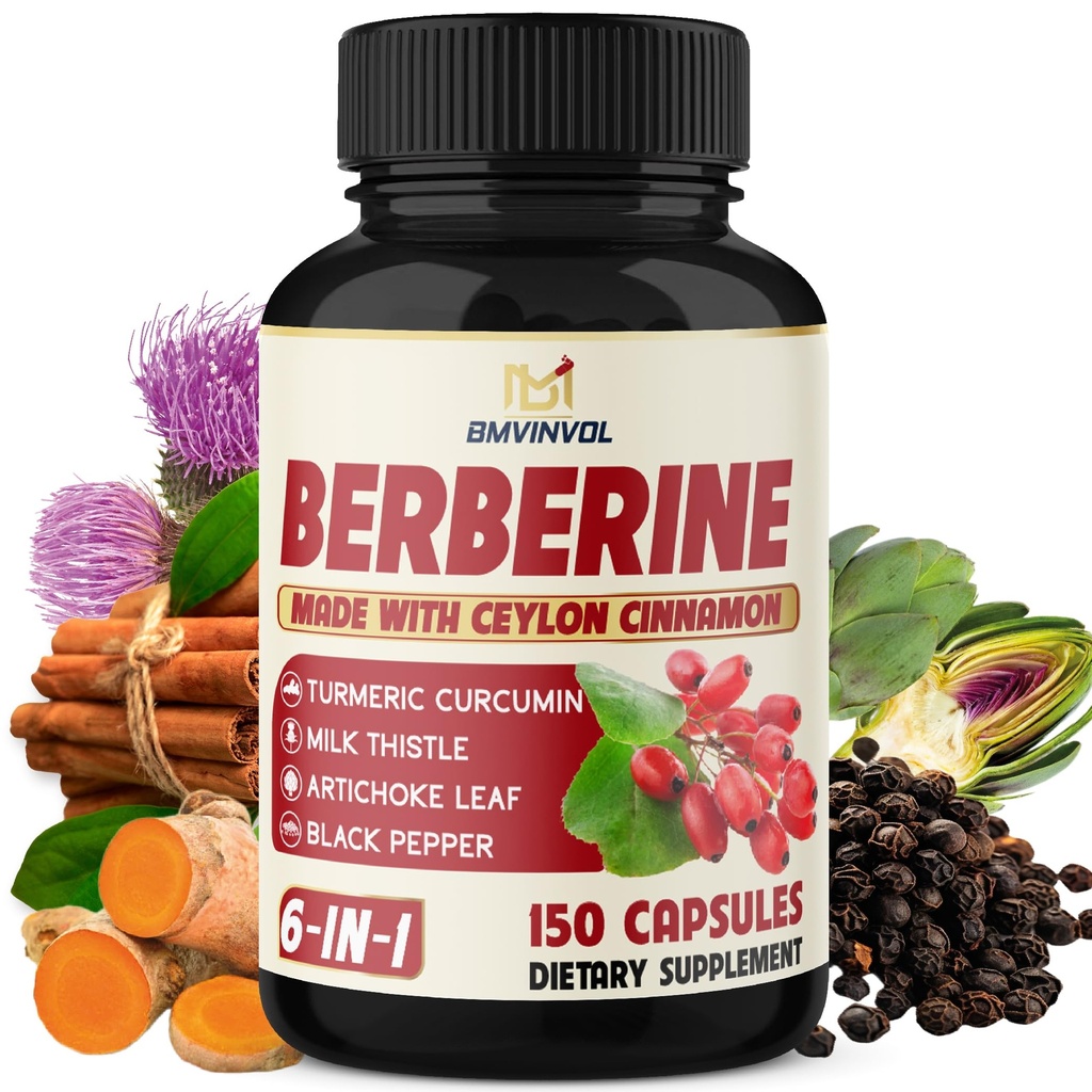 Berberine med Ceylon Cinnamon, Turmeric, Melke Thistle, Artichoke, Black Pepper - 150 greve - Pakke med 1