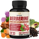 Berberine med Ceylon Cinnamon, Turmeric, Melke Thistle, Artichoke, Black Pepper - 150 greve - Pakke med 1