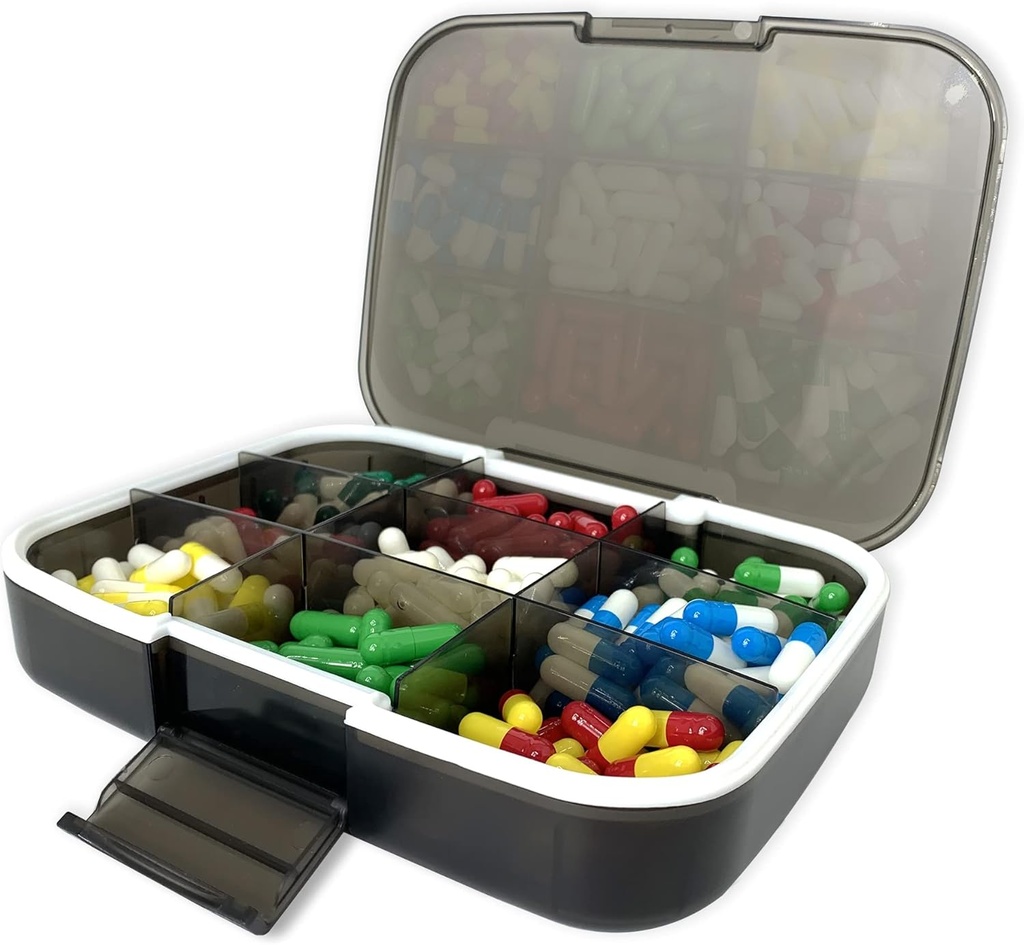 Stor pilleorganisator, 7.7x5.7 - Reise Vitamin boks lystett 9 Sammenligninger Bærbare piller Kosttilskudd Dispenser Moisture Proof Pill Holder Medicine Container