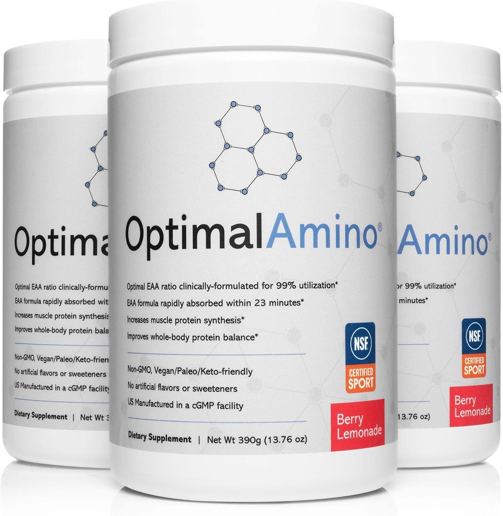 OptimalAmino® Elite Bundle (3 måneder) Beste Pre/Post Trening Recovery Drink, 99% Bruk av essensielt Aminosyre Supplement, NSF sertifisert for Sport®-sertifisert