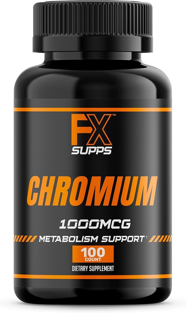 FX SUPPS Chromium Polynicotinate 1000 mhg (100 kapsler) vektkontroll kosttilskudd for menn og kvinner | forbedrer energiproduksjon og hjerte helse
