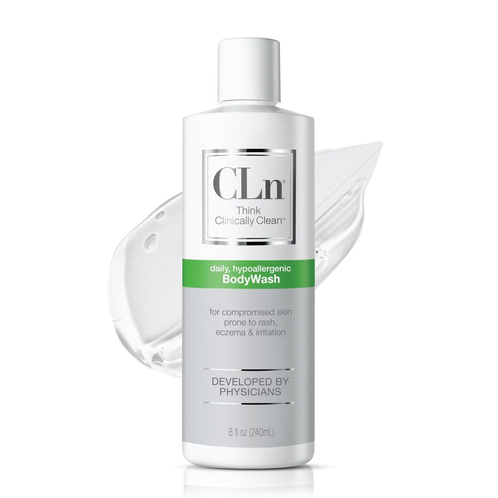 CLn® BodyWash-Non-Drying Body Wash, For Kompromittert Hud Prone til Eczema, Dermatitis, Rash & Hidradenitis Suppurativa, Fragrance-Free & Paraben-Free, 8 fl oz.