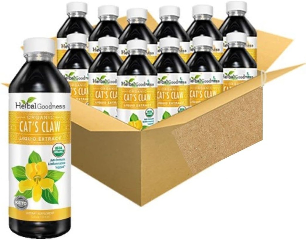 Cat's Claw flytende ekstrakt -Vegan - Glutenfri - Organic Cat's Claw flytende ekstrakt -12oz -Herbal Goodness (Pack of 12)