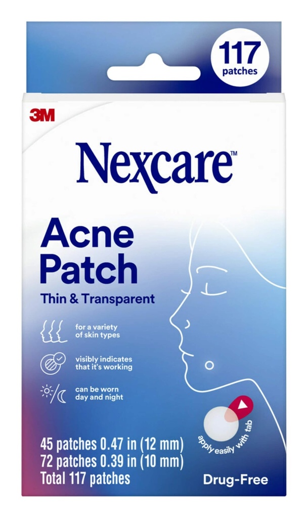 Nexcare Tynn og gjennomsiktig Acne Patch, huddeksel Absorbs Pus og olje fra tilstoppede porer, laget med hydrokolloid, fanen Tillater enkel fjerning fra Liner - 117 Pimple Patches