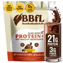 BBfL Plantebaserte proteinshake – 21g Veganprotein, Cocoa + Apple Cider Vinegar, Prebiotika, Digestive Enzymer, støtter Gut Helse – Alt-i-En Shake for kvinner og menn (15 Serveringer, Cocoa Cream)