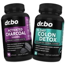 Aktivert Charcoal & Colon Cleanser Detox - Organic Coconut Charcoal piller & Colon rengjøring for magen Gass Bloat & Regularity - Bowell Movement Supplements for Mage Bloating, Gut Support