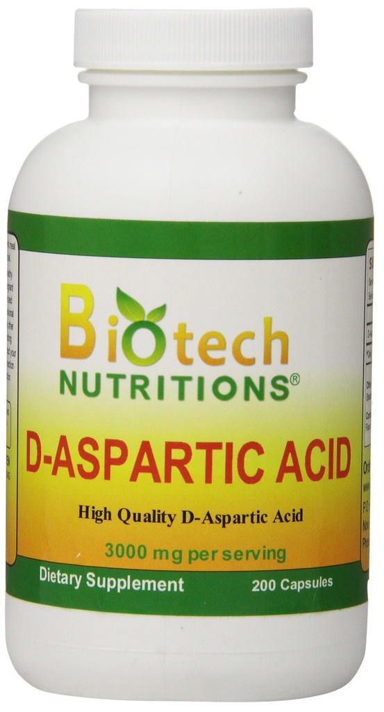 D-Aspartic Acid kosttilskudd, 3000 mg., 200 greve