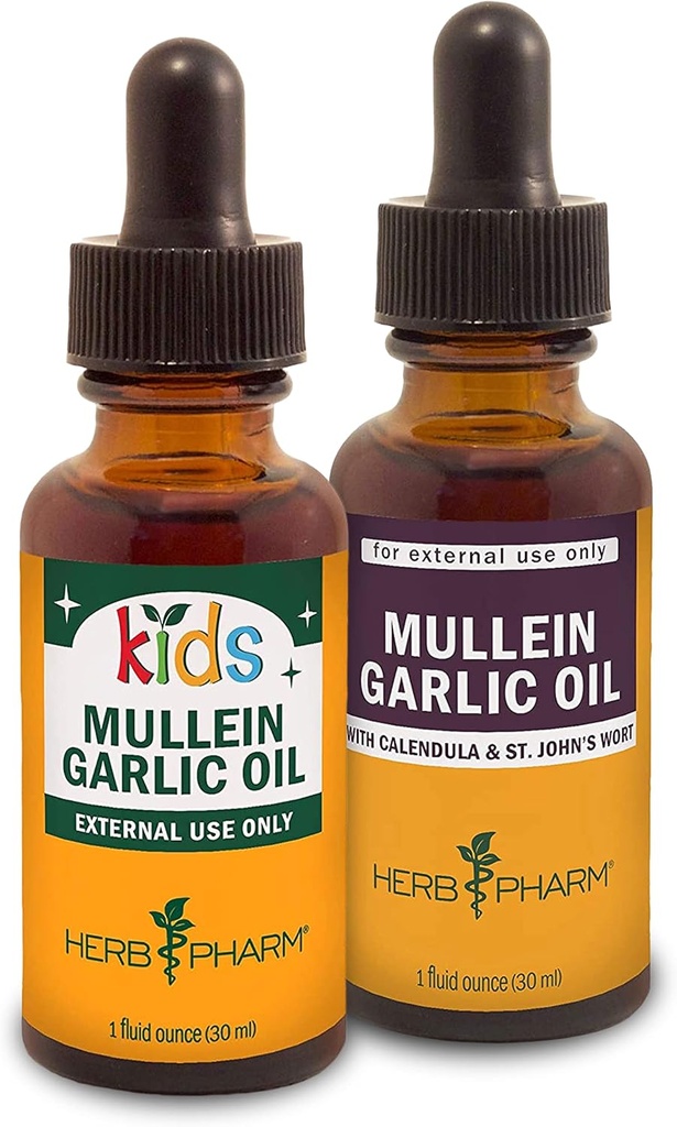 Herb Pharm Mullein hvitløk olje, 1 Oz og barn Mullein hvitløk olje, 1 Oz Herbal gavesett