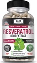 Kaya Naturals - Resveratrol Capsules - Anti Aging Supplement - Antioksidanter med hjernestøtte - Maksimale fordeler - 180 Veggies Capsules