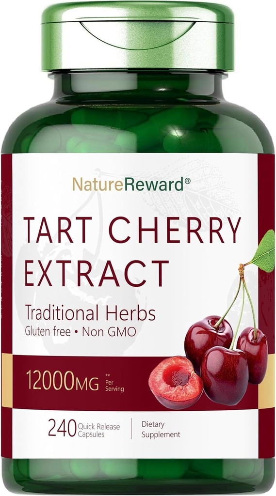 Tart Cherry Extract 12000mg 240 kapsler | Ikke-GMO og glutenfri formel | Herbal Supplement