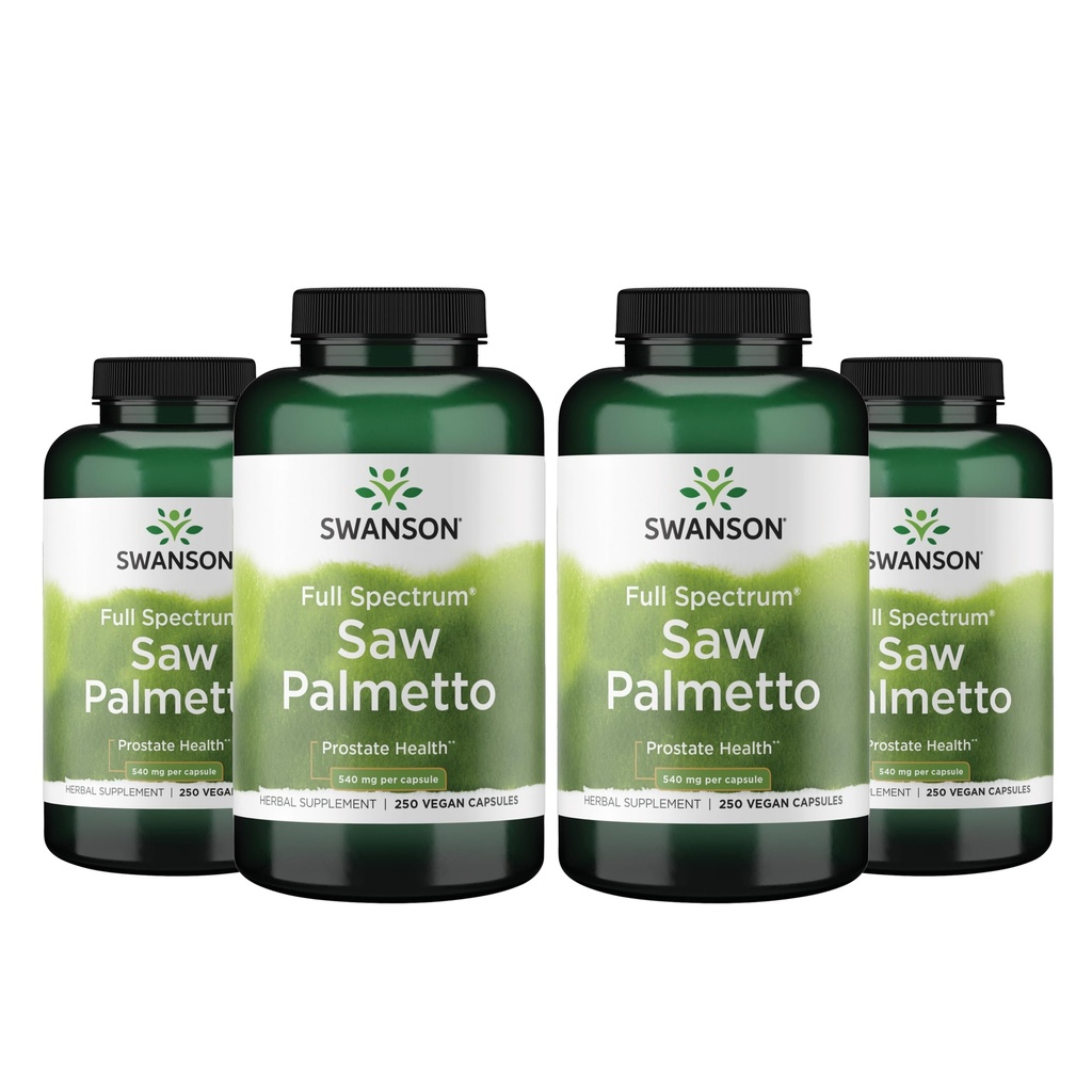 Swanson så Palmetto - Herbal Supplement fremme mannlig prostata helsestøtte - Naturlig hårtilskudd og urin helsestøtte (540 mg 250 kapsler) (4 pakke)