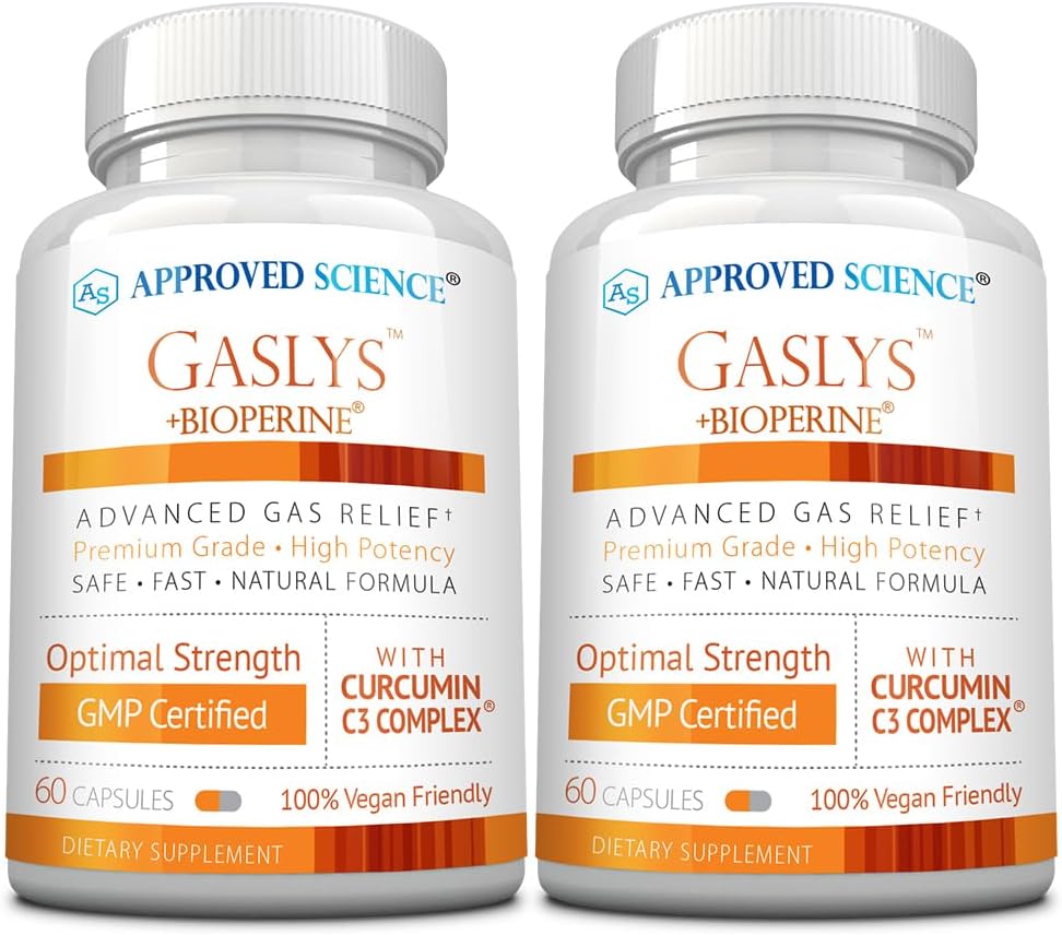 Godkjent vitenskap® GaslysTM - Soothe Digestive Tract, Allevider gass og magekramper - Artichoke pulver, Ginger, Fennel frø - 60 greve - Pakke med 2