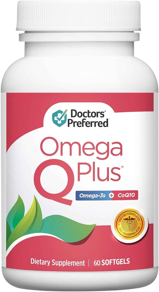 DOKTORERs preferred Omega Q Plus– Omega-3 og CoQ10 Supplement leverer daglig hjerte helse støtte med 50 mg CoQ10 og gir antioksidant kraft (60 mykgels)