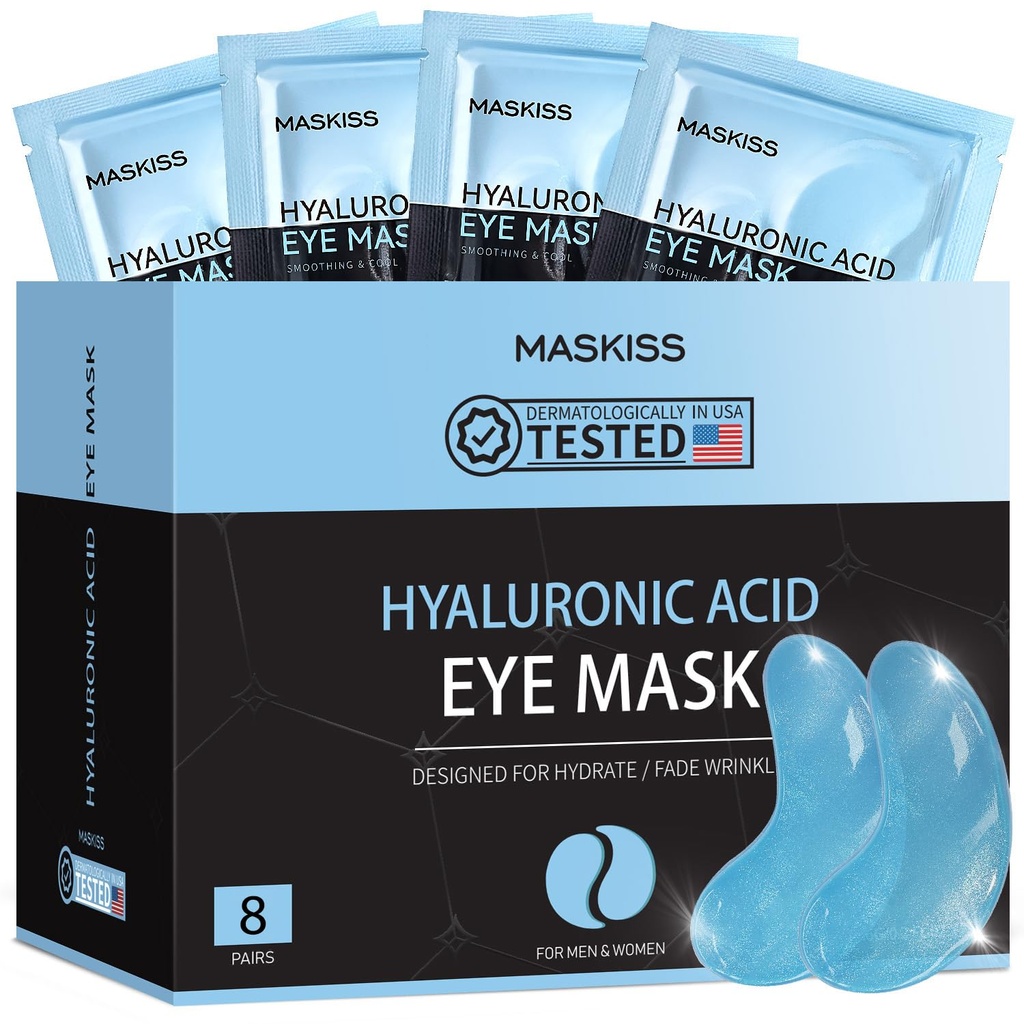 Under øyepatcher (8 par), hyaluronsyre øyemasker for mørke sirkler Puffy øyne under øyeposer, kollagen øyepatcher for krukker og Hydrate, hudpleie gave til henne