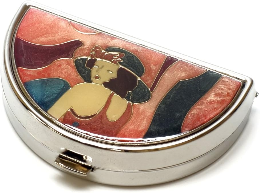 9352 Semi-sirkulær liten pille boks organisator pewter sølv rosa kvinner reise pille tilfelle purse lomme container daglig bærbar medisin vitamin boks medisin supplement mini lagring