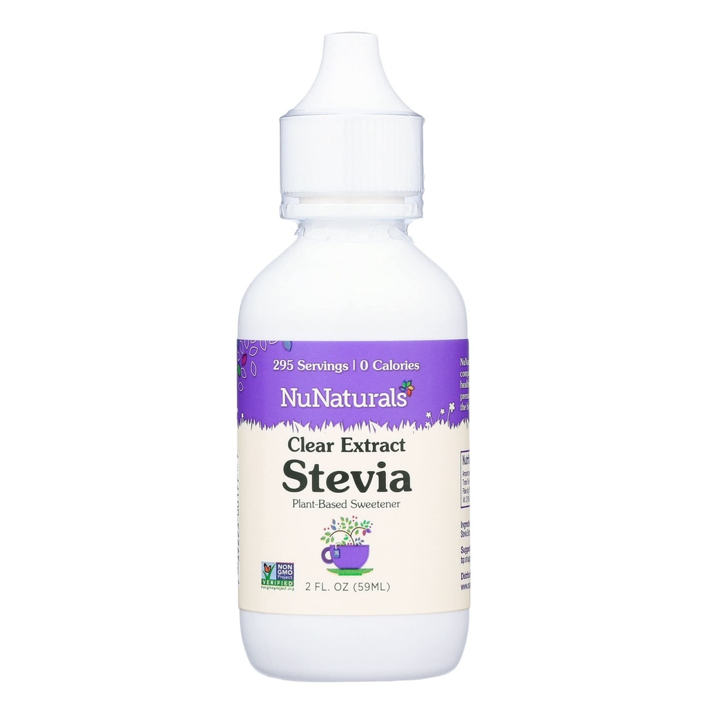 NuNaturals Clear ekstrakt Stevia, Plantebasert Sweetener, plastflaske, 2 oz