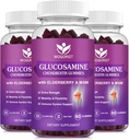 Glukosamin Chondroitin Gummies med MSM & Elderberry - 1500mg Glukosamin Chondroitin Gummies Supplement for fleksibilitet og immun støtte for menn og kvinner, 60 Gummies (3 Pack)