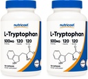 Nutricost L-Tryptophan 500 mg, 120 kapsler (2 flasker)
