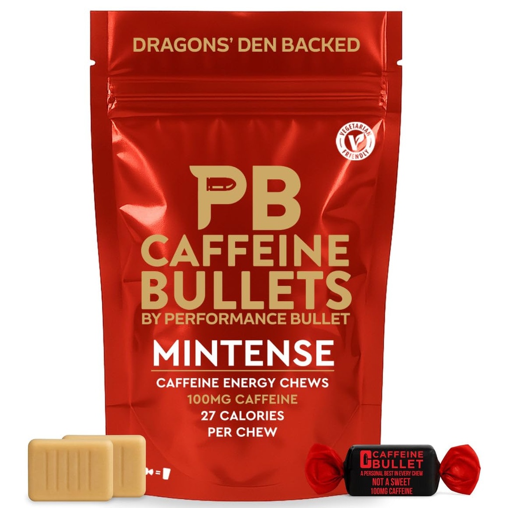 Koffein Bullet Mint Energi Chews * 40 – Raskere Boost Than Gels, Tabletter og Gum. 100mg Per Serving - Sportsvitenskap for løp, sykling, spill og før trening utholdenhet Kick.