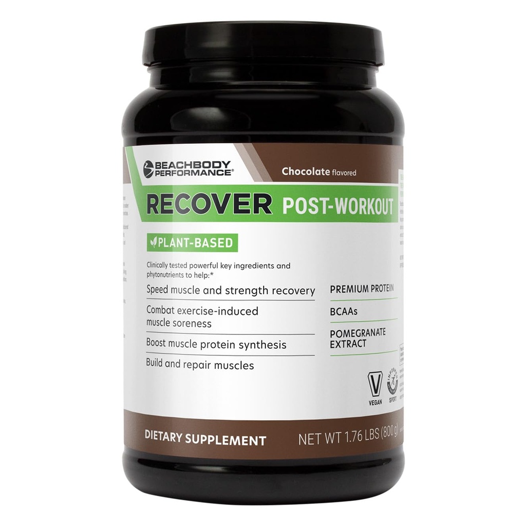 BOdi gjenopprette plantebasert protein pulver blanding - post-workout sjokolade plantebasert supplement for muskelgjenvinning med 20g protein, BCAA, Pomegranate ekstrakt - rask gjenoppretting - 20 servering tub