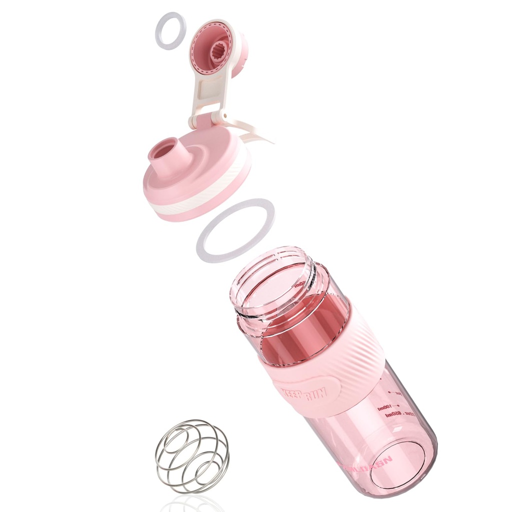 Shaker-flaske - 650 ml/23oz, holdbare & lakk-proof, perfekt for Super Creamy Fitness Protein Shakes - Pink