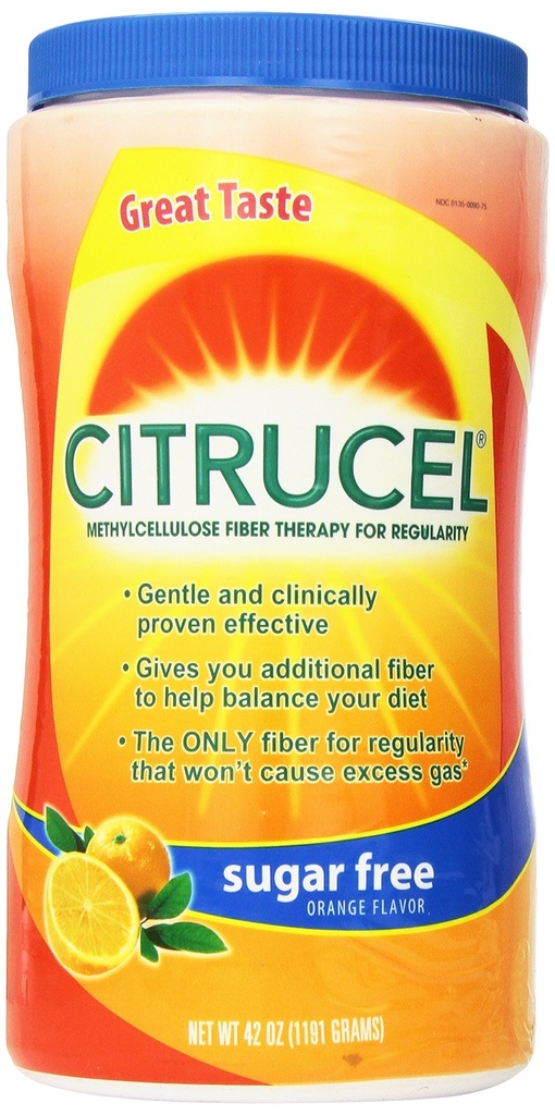 Citrusell Metylcellulose Fiberterapi for regelmessighet med SmartFiber Sukker Gratis/Orange Flavor 42Oz (1191g)