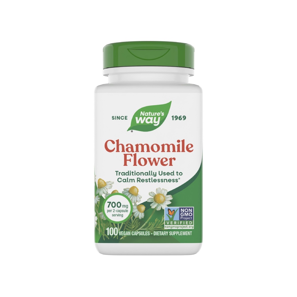Naturens måte Kamille Blomster - 700 mg per 2-kapsle servering- tradisjonelle beroligende aid* - Herbal Supplement - ikke-GMO prosjekt verifisert og glutenfri - 100 vegankapsler