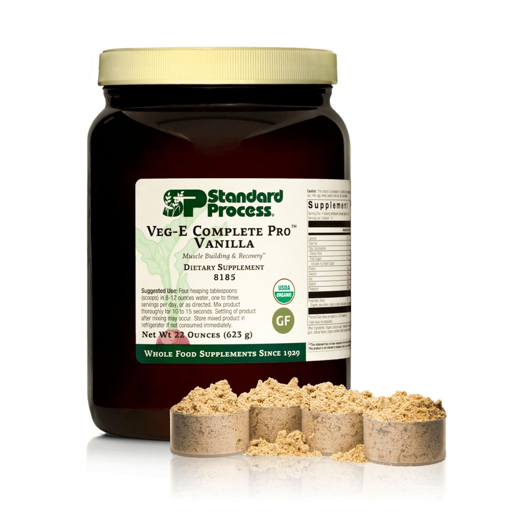 Standard prosess Veg-E Complete Pro - Organisk, plantebasert proteinpulver for muskelbygging og gjenoppretting - støtter hår, hud og negler - Vegan & glutenfri - Vanilla, 18 Services