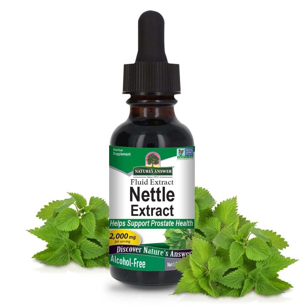 Naturens svar Nettle Leaf 1oz Ekstrakt | Prostate Suppot | Konsentrert Mørk Grønn Nettle Leaf Herbal Supplement | Ikke-GMO, Kosher, Glutenfri, & alkoholfri | Single Count