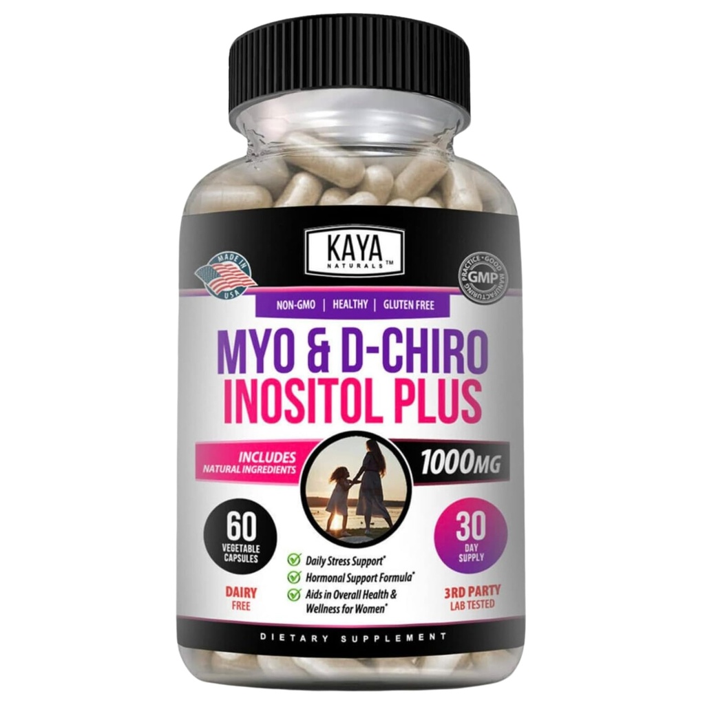 Kaya Naturals Myo & D-Chiro Inositol Plus støtte for kvinner, vitamin B8-60 kapsler