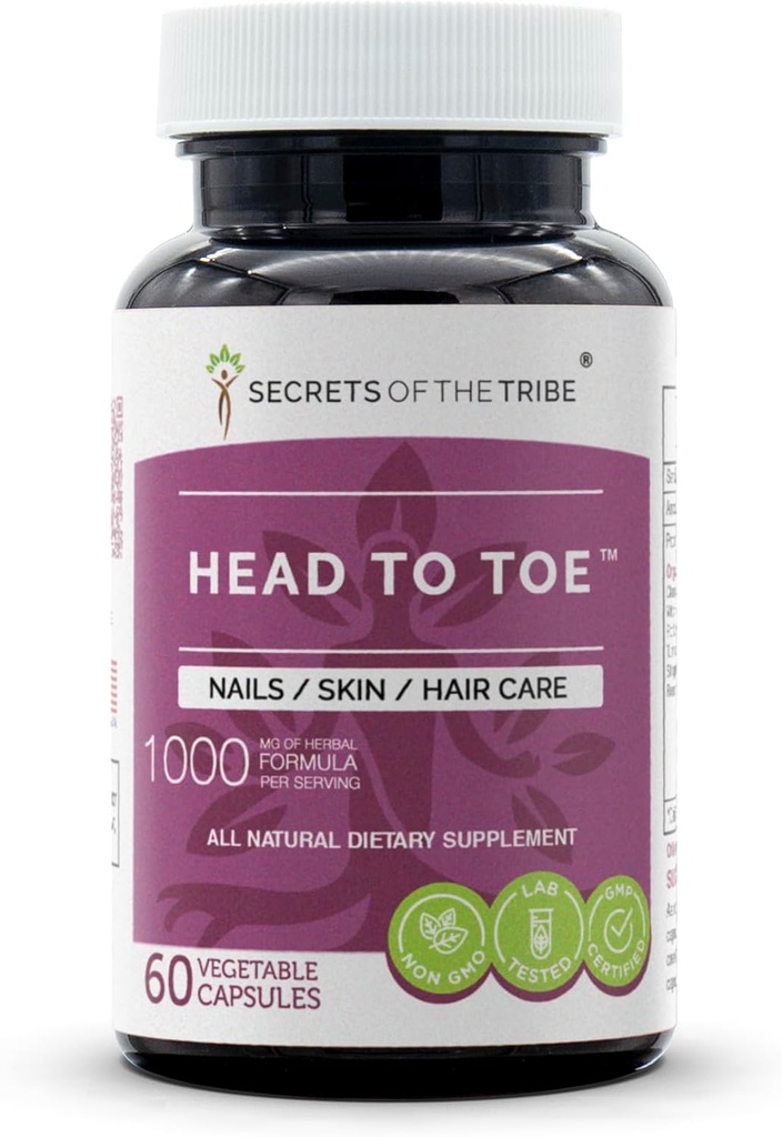 Gå til Toe 60 Kapsler, 1000 mg, Kamille, Witch Hazel, Pot Marigold, Turmeric, Stinging Nettle, Rosemary. Nagler/Skin/Hair Care (60 kapsler)