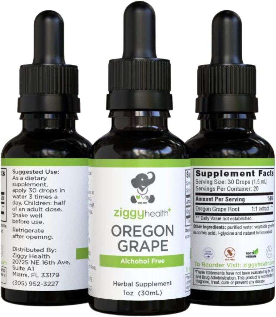 Premium Organic Oregon Grape Root Tinktur - alkohol-fri ekstrakt, 1oz | Herbal støtte | Ziggy helse