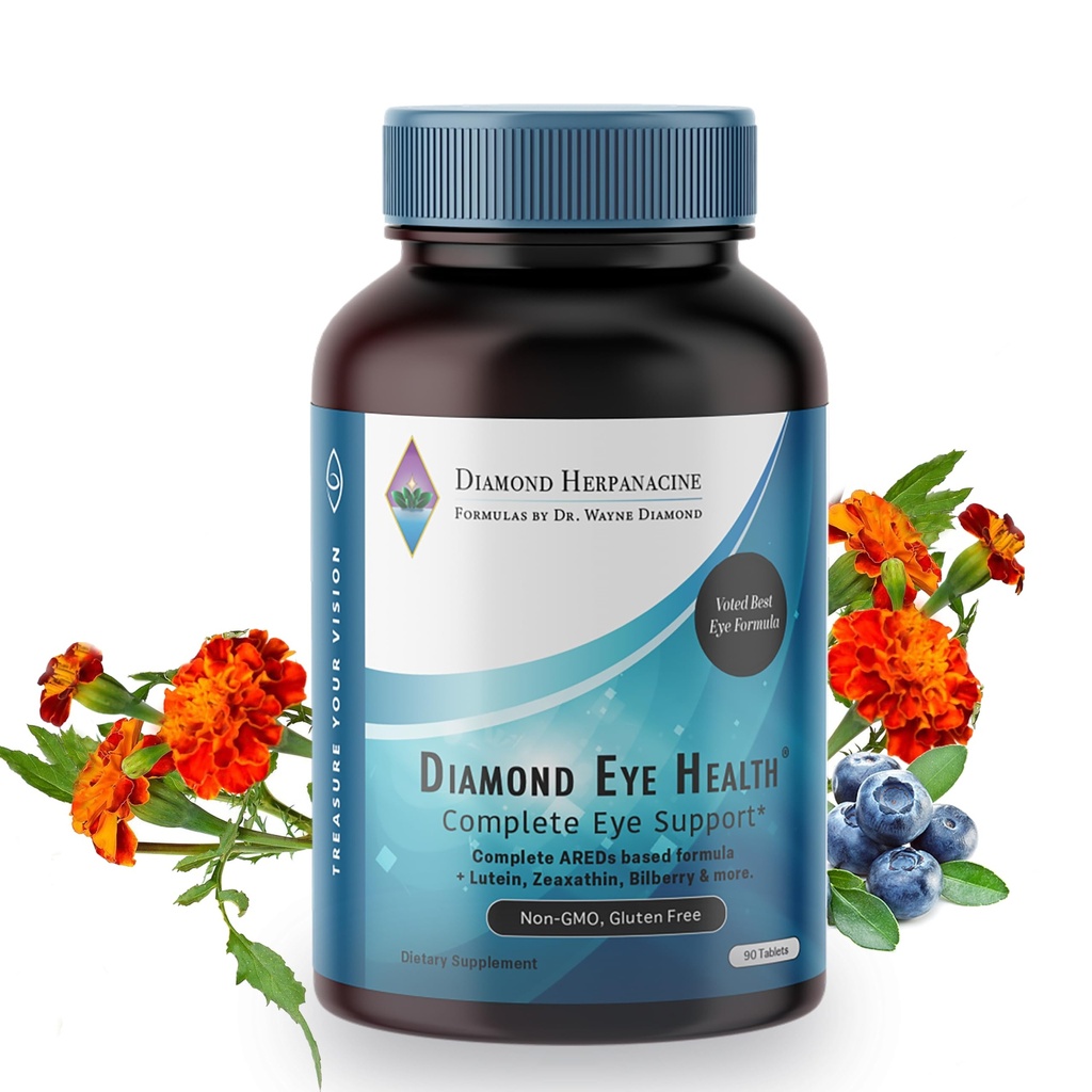Diamond Eye Health - Naturlige vitaminer for komplett Eye Support - Sunn Eye Vitaminer - Eye Helse Vitaminer for å beskytte aldrende øyne - Vegansk, Glutenfri, Dairy-Free - (90 Count)