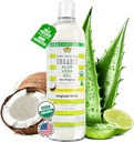 USDA Certified Organic Aloe Vera Gel 12 oz - 100% ren, kald presset, håndhøstet, infisert med kokosnøtt, lime & verbena essensielle oljer, kjemisk-fri - hud og hårpleie, laget i USA