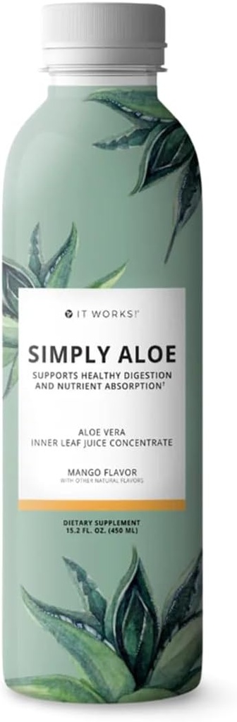 Det funker! Bare Aloe - Mango Flavor - 15.2 Fl Oz - Forfriskende, næringsrik drikke - Aloe Vera Indre Leaf Juice Konsentrate - støtter sunn digestion, næringsrik absorpsjon og total velvære