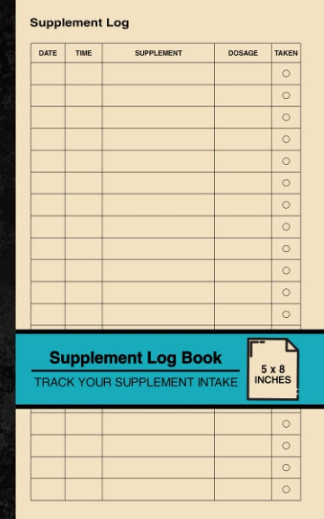 Supplerende loggbok: Enkelt kosttilskuddslogg | Spor ditt tilleggsinntak | Liten