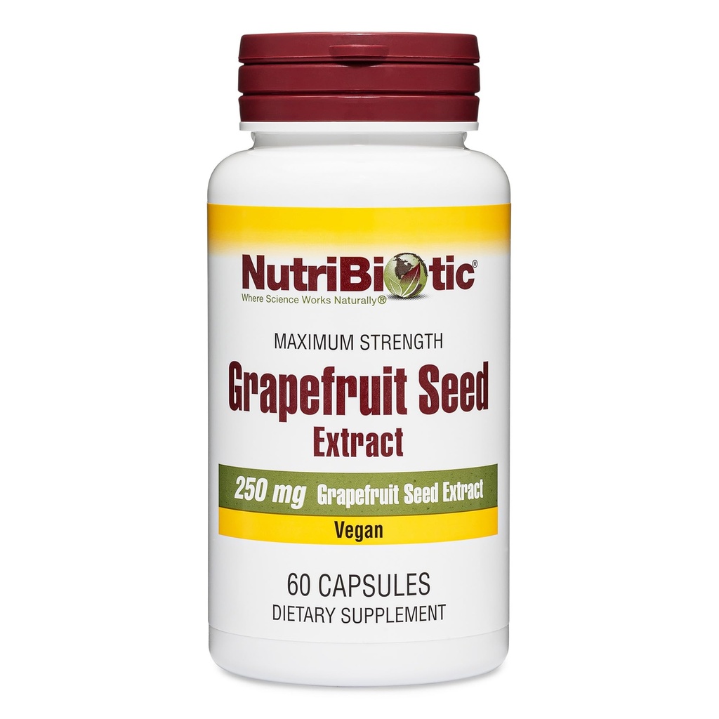 NutriBiotic – Grapefruktfrøekstrakt kapsler 250 mg, 60 greve - Maksimal styrke med bioflavonoider