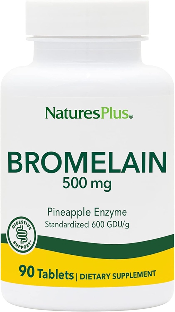 Natures Plus Bromelain - 500 mg, 90 vegetariske tabletter - Naturlig Proteolytisk Enzyme Supplement- Glutenfri - 90 Services